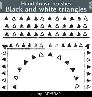 Three Illustrator brushes created from ink strokes to give a "handmade" touch to your vector work. They are brushes made with black and white triangle Stock Vector
