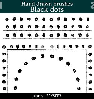 Three Illustrator brushes created from ink strokes to give a "handmade" touch to your vector work. They are brushes made with black circles, accompani Stock Vector