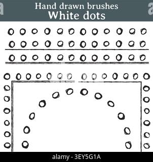 Three Illustrator brushes created from ink strokes to give a "handmade" touch to your vector work. They are brushes made with white circles, accompani Stock Vector