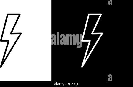 Lightning Bolt Icon Set. Energy, Power, And Electricity Symbol Collection. Dynamic And High Voltage Representation. Editable Stroke. Isolated Vector Stock Vector