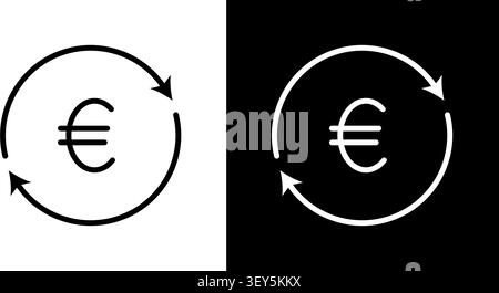 Euro Currency Exchange Cycle Icon Set. Financial Transactions, Currency Conversion, And Economic Flow Outline Symbol Collection. Editable Stroke Stock Vector