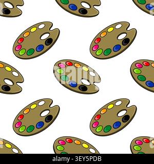 Seamless pattern with colorful artist paint palette vector illustration Stock Vector