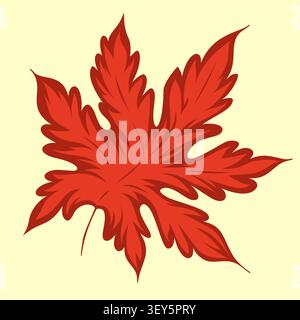 Red maple leaf. Elegant artistic design. Flat vector illustration for autumn card, fall decor, nature inspired, seasonal branding. Stock Vector