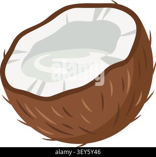 Half of a fresh tropical coconut with milk vector illustration Stock Vector