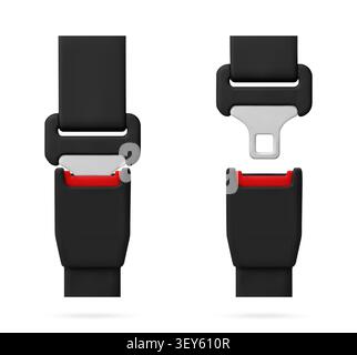 3D Seat belt buckle in locked unlocked position Stock Vector