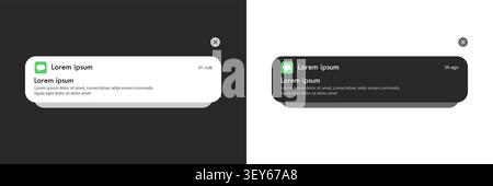 Push Notification Message Bubble in Dark and Light Mode Vector Illustration Stock Vector