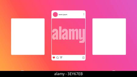 Social Media Carousel Post Mockup Template on Vibrant Gradient Background. Vector Illustration Stock Vector