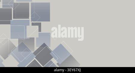 Abstract vector background featuring overlapping square shapes in muted gray and blue gradients. Ideal for technology websites, corporate presentation Stock Vector
