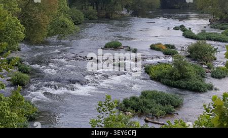 Overhead view of Shoal Creek from a bridge on the Wildcat Glades Trail in Joplin Missouri, MO, United States, US, USA. Stock Photo