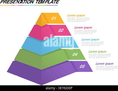 Colorful 3D Pyramid Infographic Template for Business Presentation. Vector Illustration Stock Vector