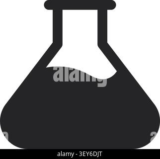 Chemical Glass Flask Flat Laboratory Icon on a White Background. Vector Illustration Stock Vector