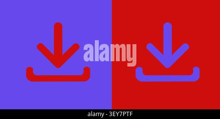 File download vector icons shown in two contrasting colorful background versions. Stock Vector