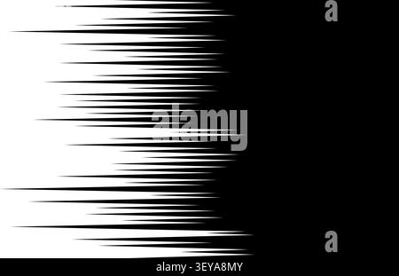 Dynamic speed lines create fast motion effect. Horizontal comic style pattern with sharp black and white stripes for manga action scenes and energetic backgrounds. Stock Vector