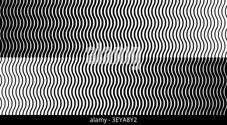 Wave gradient line background with halftone curves. Thin and thick vertical stripes create flowing transition effect. Modern geometric pattern with smooth fade. Stock Vector