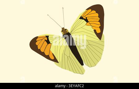 Modern flat design butterfly vector illustration with clean geometric shapes and vibrant colors. Perfect for nature-themed projects, spring designs, e Stock Vector
