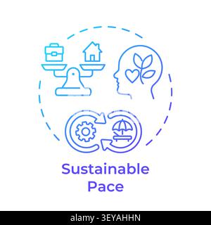 Sustainable pace blue gradient concept icon Stock Vector
