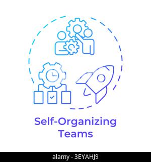 Self organizing teams blue gradient concept icon Stock Vector