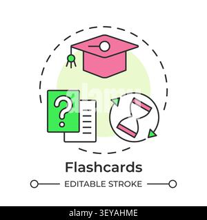 Flashcards multi color concept icon Stock Vector