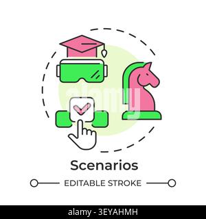 Scenarios multi color concept icon Stock Vector