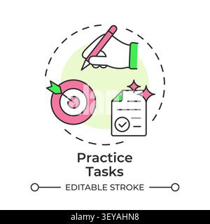 Practice tasks multi color concept icon Stock Vector