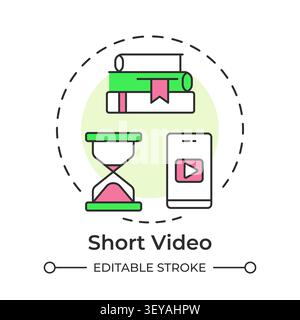 Short video multi color concept icon Stock Vector