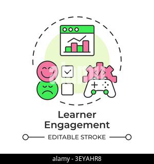 Learner engagement multi color concept icon Stock Vector