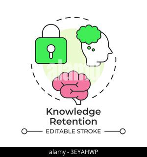 Knowledge retention multi color concept icon Stock Vector