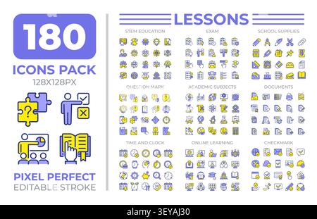 Lessons colorful icons set collection Stock Vector