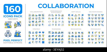 Collaboration colorful icons set collection Stock Vector