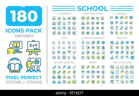 School colorful icons set collection Stock Vector