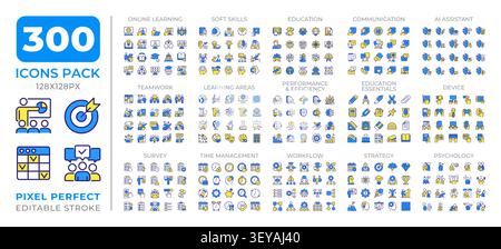 Education colorful icons set collection Stock Vector