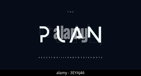 Architect Font Logo Alphabet Blueprint Letter Set Modern Typography, Creative Typographic Design for Architectural Title Text, Technical Project Stock Vector