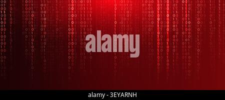 Virus Code Flow Red Binary Code Bug Cyber Attack Pattern. Malware Attack Ransomware Warning Background. Computer Hacking Cyber Security Breach. AI Stock Vector