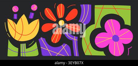 Abstract cloud and flower shapes sticker pack Stock Vector