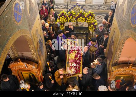 Priests Carrying the Epitaphios, Russian Orthodox Church, Athens Stock Photo