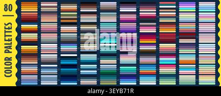 Cool, warm and vibrant color harmony palette, rgb swatches scheme. Spectrum chart displaying light hues, tones, shades and gradients for color selection, creative inspiration and palette comparison Stock Vector