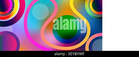 Bright colorful abstract background featuring vibrant geometric shapes and lines Stock Vector