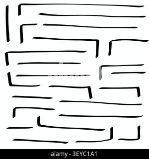 Minimalist abstract illustration featuring hand-drawn black lines arranged in a geometric pattern Stock Photo