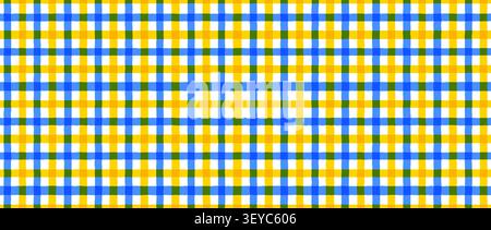 Mediterranean style checkered seamless pattern. Repeated yellow and blue vichy background. Summer vacation square print for poster, fabric, textile, wrapping paper. Vector Amalfi vibe theme backdrop Stock Vector