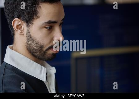 Man Working in Information Technology Office Environment Stock Photo
