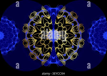 premium blue background with gold mandala Stock Vector