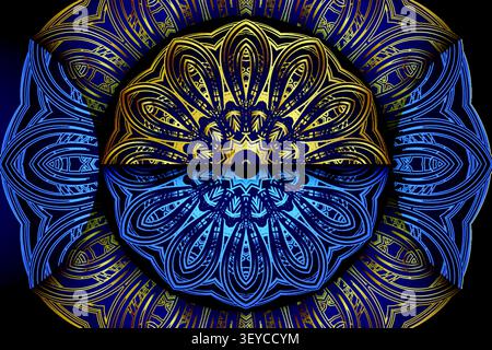 premium gold blue decorative pattern backdrop Stock Vector