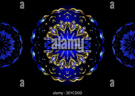 seamless blue gold mandala ornament design Stock Vector