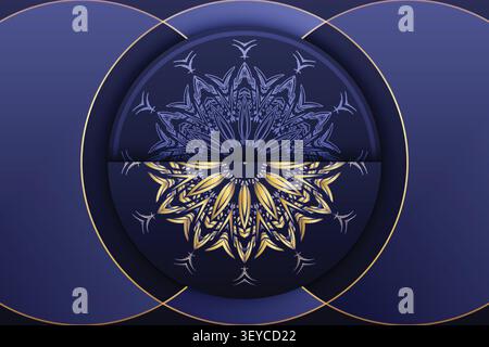 elegant gold blue mandala pattern design Stock Vector