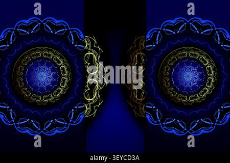 deep blue gold geometric mandala background Stock Vector