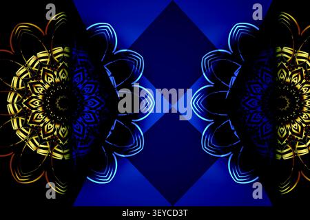ornate navy gold abstract mandala texture Stock Vector
