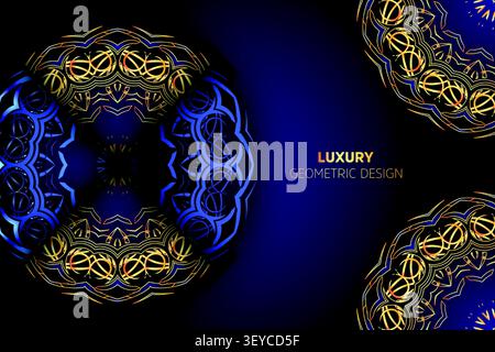 premium navy gold ornamental mandala pattern Stock Vector