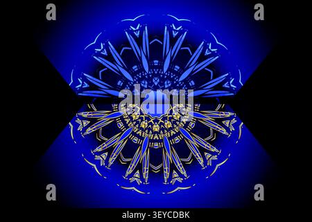 luxury gold blue repeating mandala pattern Stock Vector