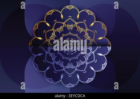 premium decorative gold blue mandala texture Stock Vector