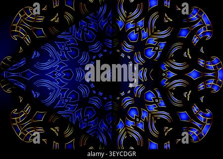 elegant blue gold decorative mandala texture Stock Vector